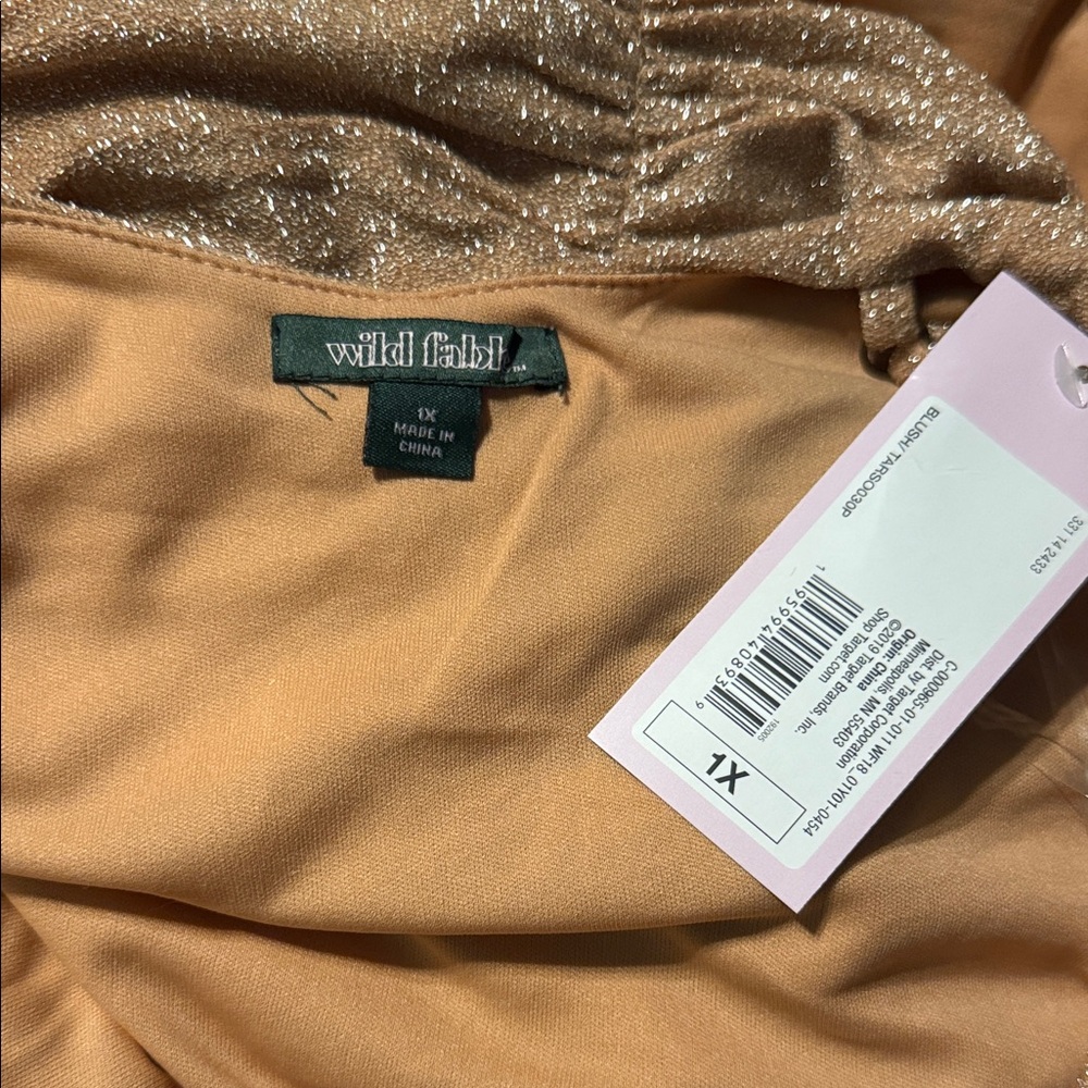 Wild Fable Shimmery Blush Ruched Mini Dress - Picture 4 of 4